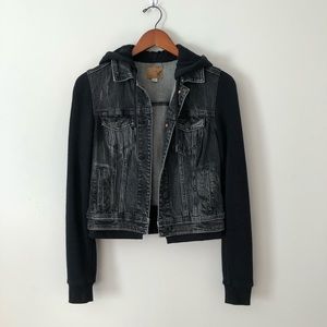 Black Denim/Hoodie Jacket From American Eagle